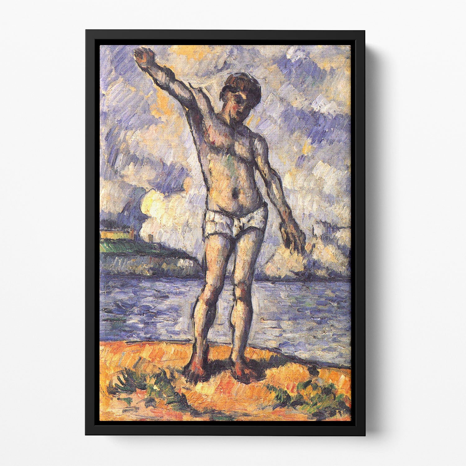 Swimmer with outstretched arms by Cezanne Floating Framed Canvas - Canvas Art Rocks - 2