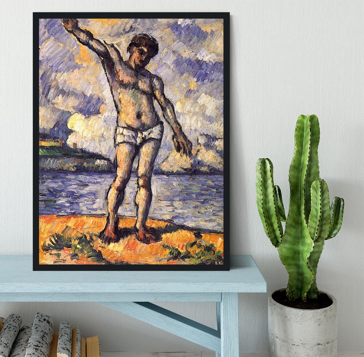 Swimmer with outstretched arms by Cezanne Framed Print - Canvas Art Rocks - 2
