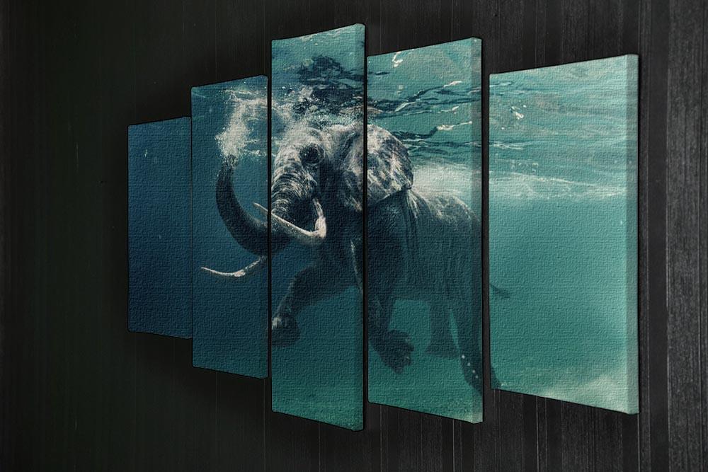 Swimming Elephant Underwater 5 Split Panel Canvas - Canvas Art Rocks - 2