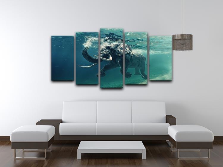 Swimming Elephant Underwater 5 Split Panel Canvas - Canvas Art Rocks - 3
