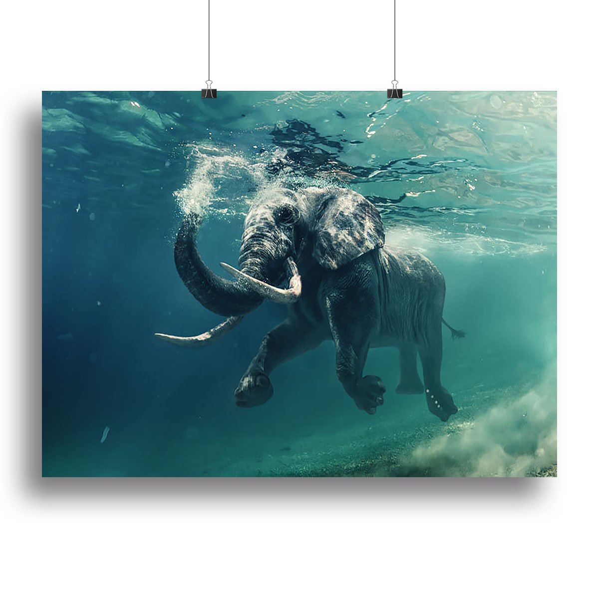 Swimming Elephant Underwater Canvas Print or Poster