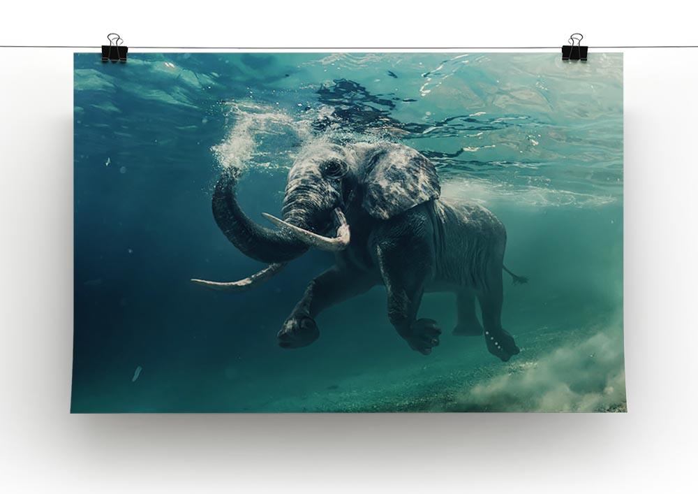 Swimming Elephant Underwater Canvas Print or Poster - Canvas Art Rocks - 2