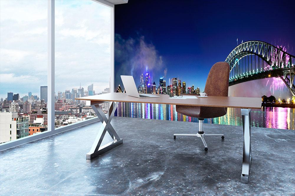 Sydney Harbour NYE Fireworks Wall Mural Wallpaper - Canvas Art Rocks - 3