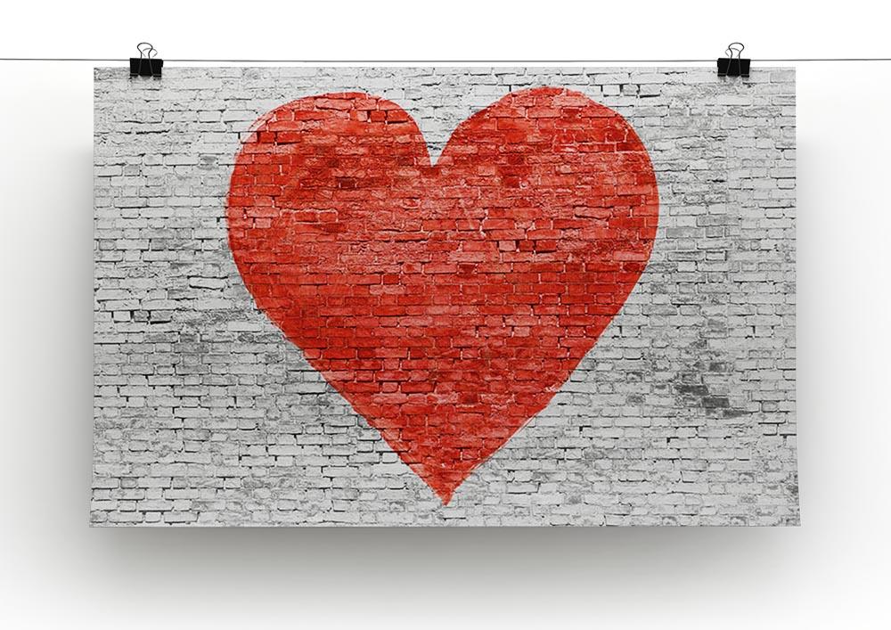 Symbol of love painted on white brick Canvas Print or Poster - Canvas Art Rocks - 2
