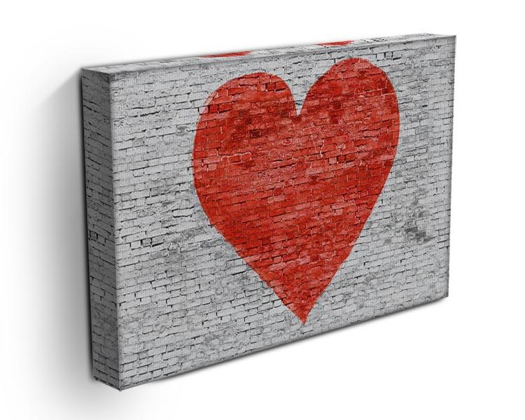 Symbol of love painted on white brick Canvas Print or Poster - Canvas Art Rocks - 3