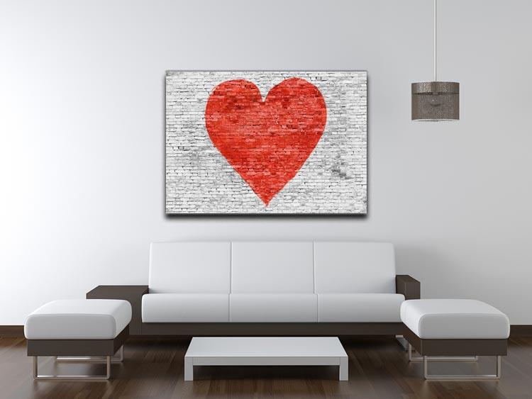 Symbol of love painted on white brick Canvas Print or Poster - Canvas Art Rocks - 4