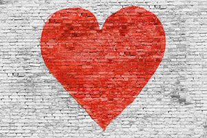Symbol of love painted on white brick Wall Mural Wallpaper - Canvas Art Rocks - 1