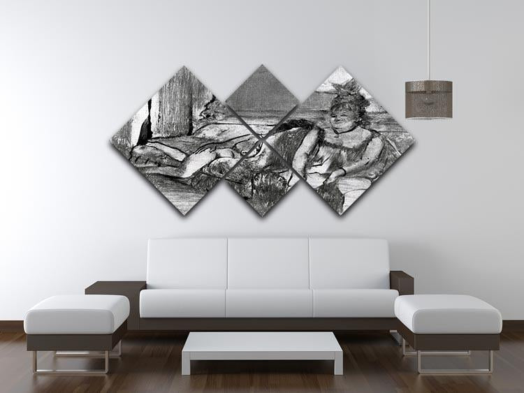 Taking a rest by Degas 4 Square Multi Panel Canvas - Canvas Art Rocks - 3