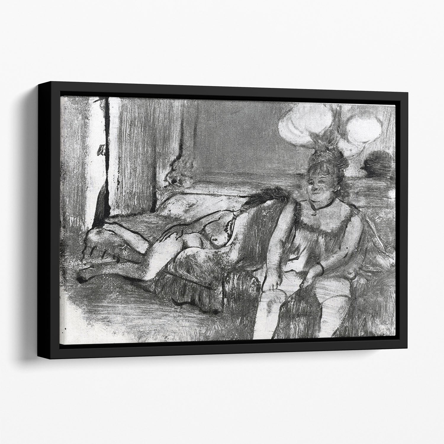 Taking a rest by Degas Floating Framed Canvas