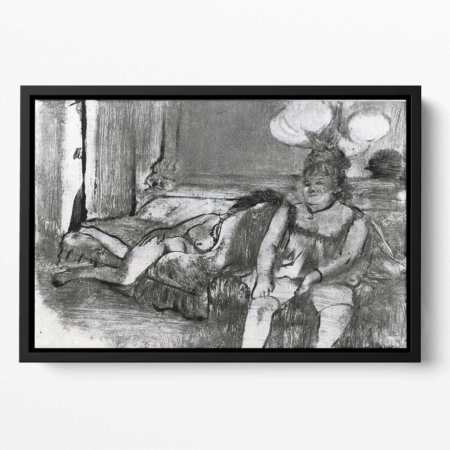 Taking a rest by Degas Floating Framed Canvas