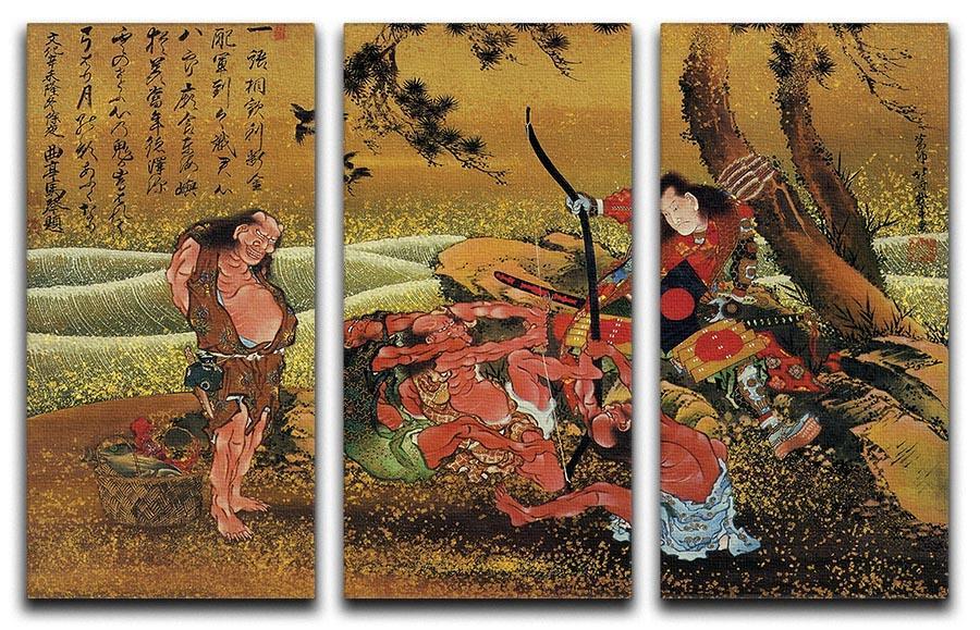 Tametomo and the demons by Hokusai 3 Split Panel Canvas Print - Canvas Art Rocks - 1