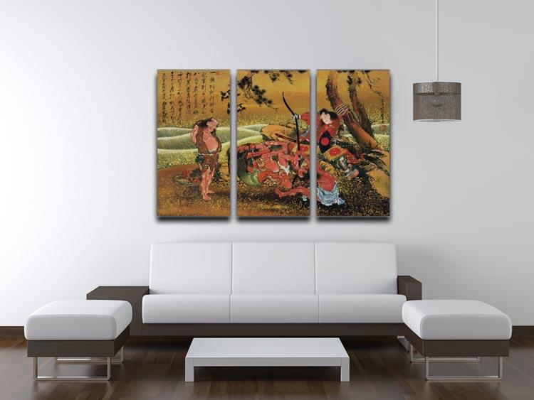 Tametomo and the demons by Hokusai 3 Split Panel Canvas Print - Canvas Art Rocks - 3