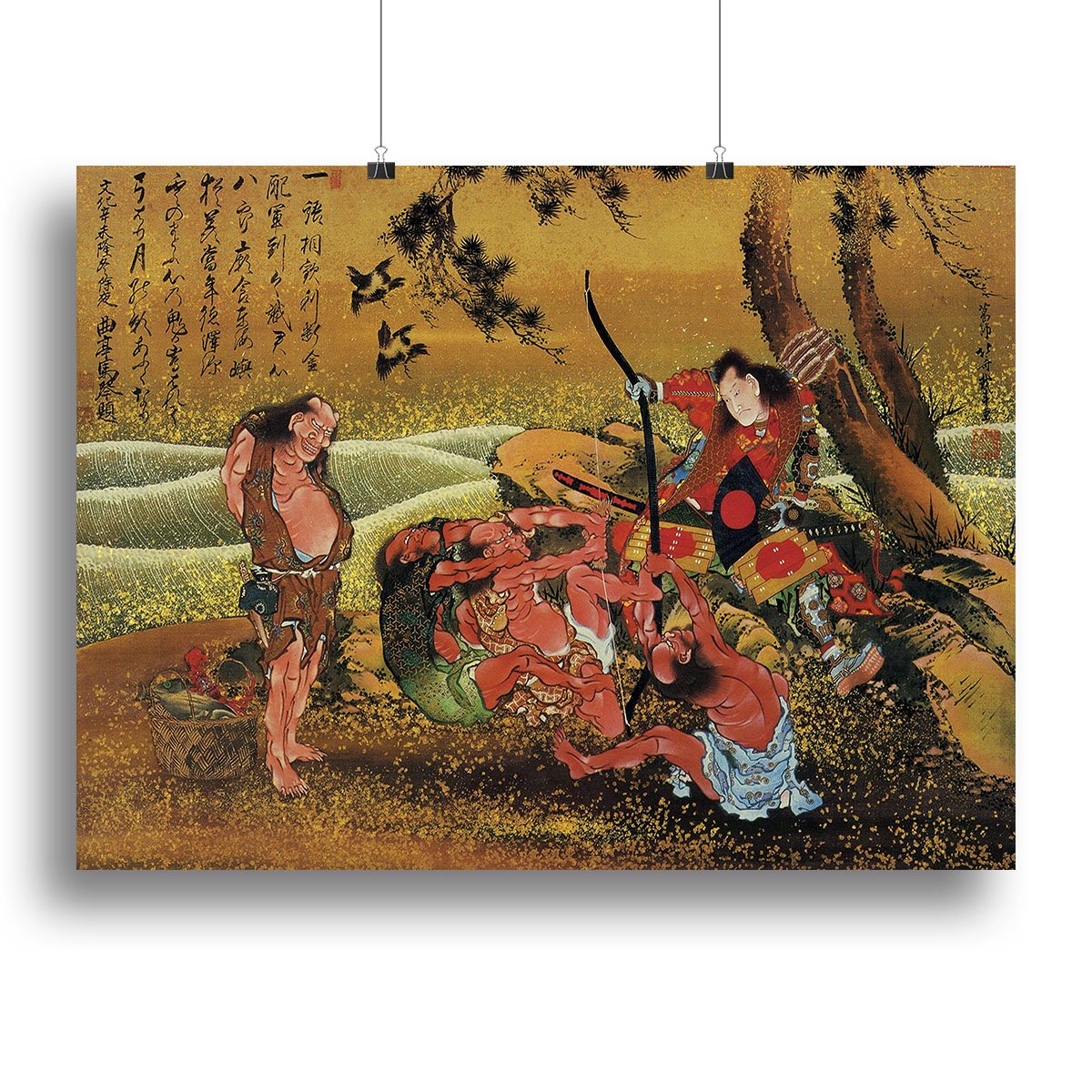 Tametomo and the demons by Hokusai Canvas Print or Poster