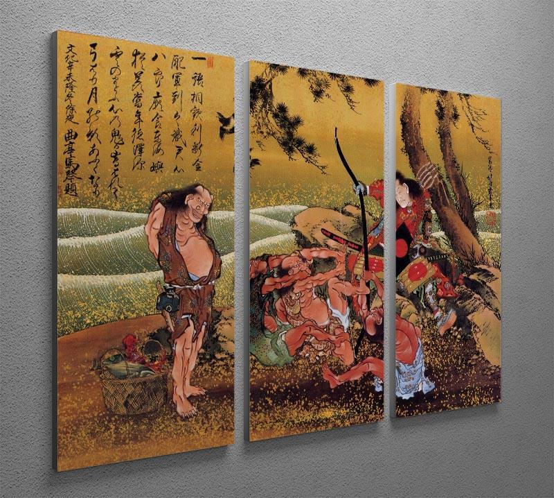 Tametomo on Demon island by Hokusai 3 Split Panel Canvas Print - Canvas Art Rocks - 2