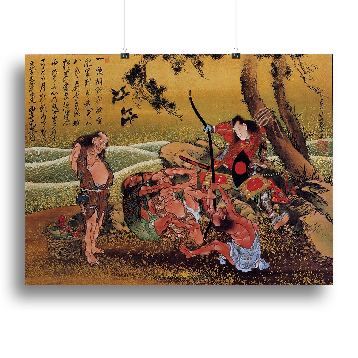 Tametomo on Demon island by Hokusai Canvas Print or Poster