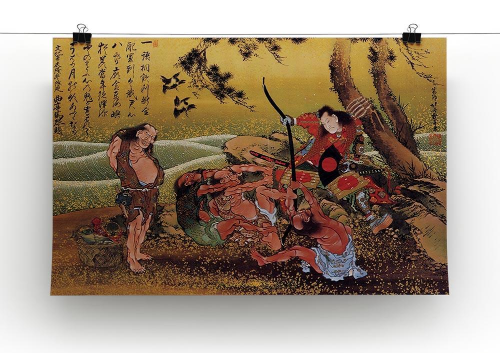Tametomo on Demon island by Hokusai Canvas Print or Poster - Canvas Art Rocks - 2