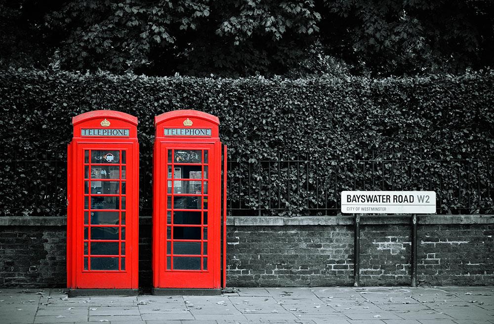 Telephone box in London street Wall Mural Wallpaper - Canvas Art Rocks - 1