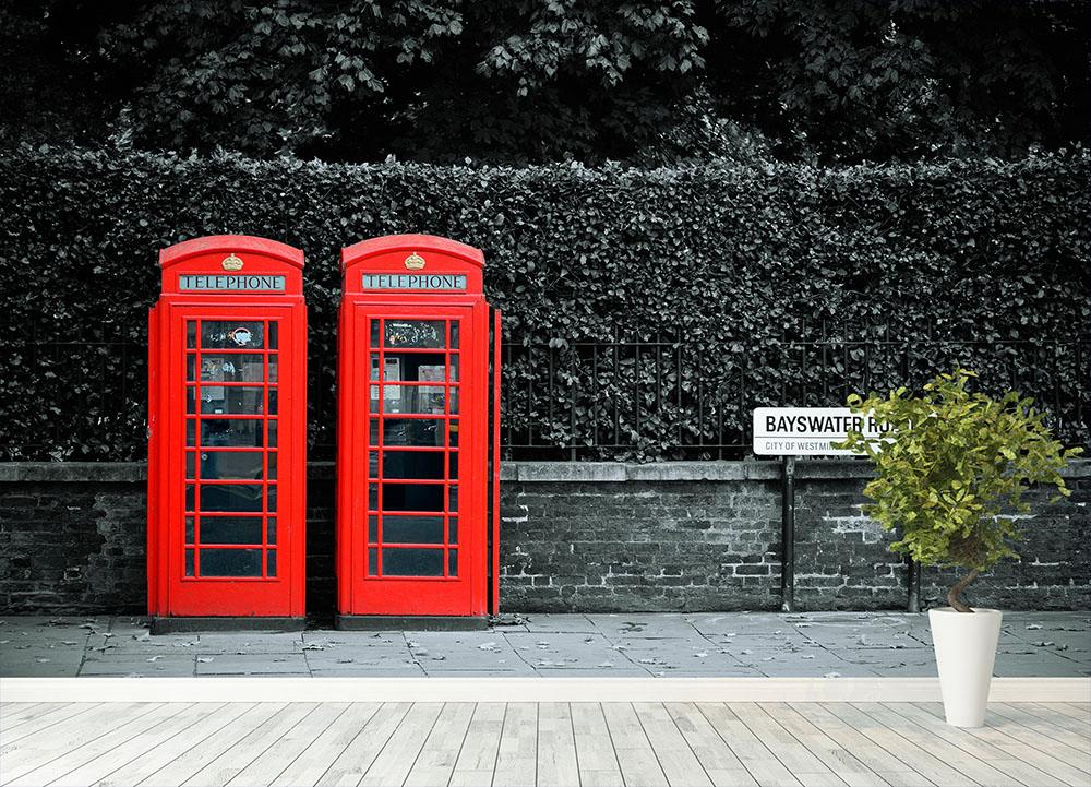 Telephone box in London street Wall Mural Wallpaper - Canvas Art Rocks - 4