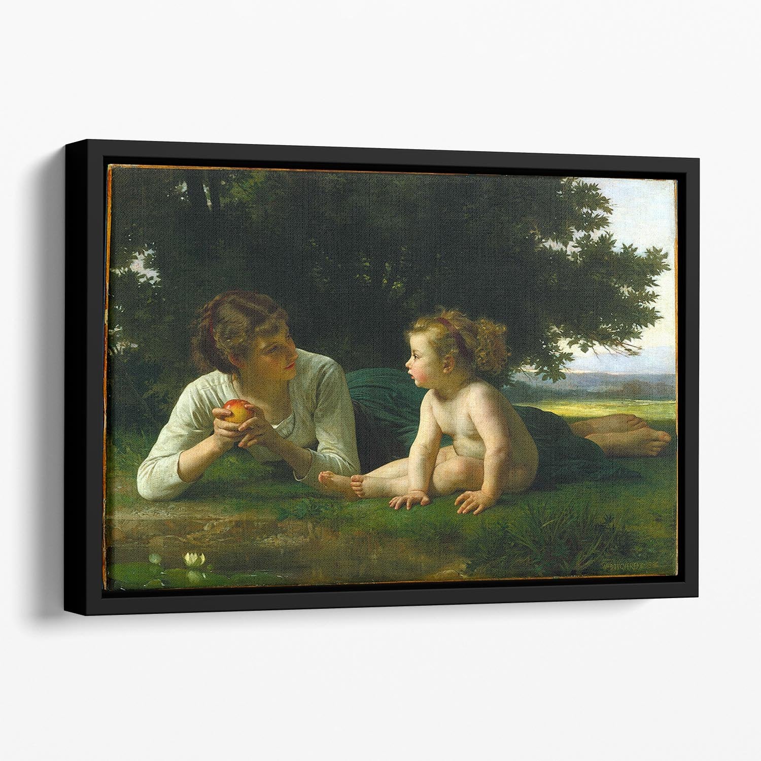 Temptation By Bouguereau Floating Framed Canvas