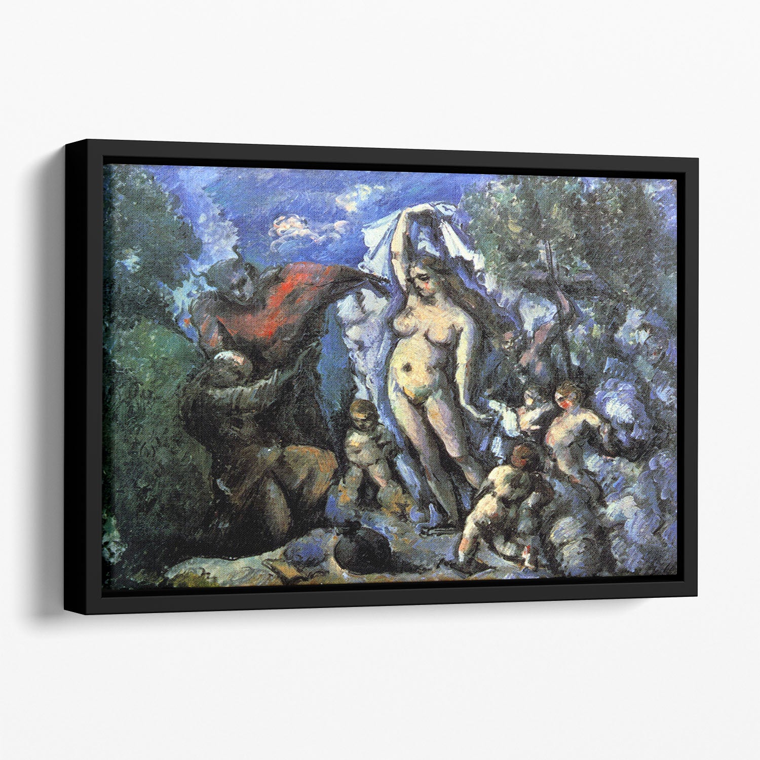 Temptation of St Anthony by Cezanne Floating Framed Canvas - Canvas Art Rocks - 1
