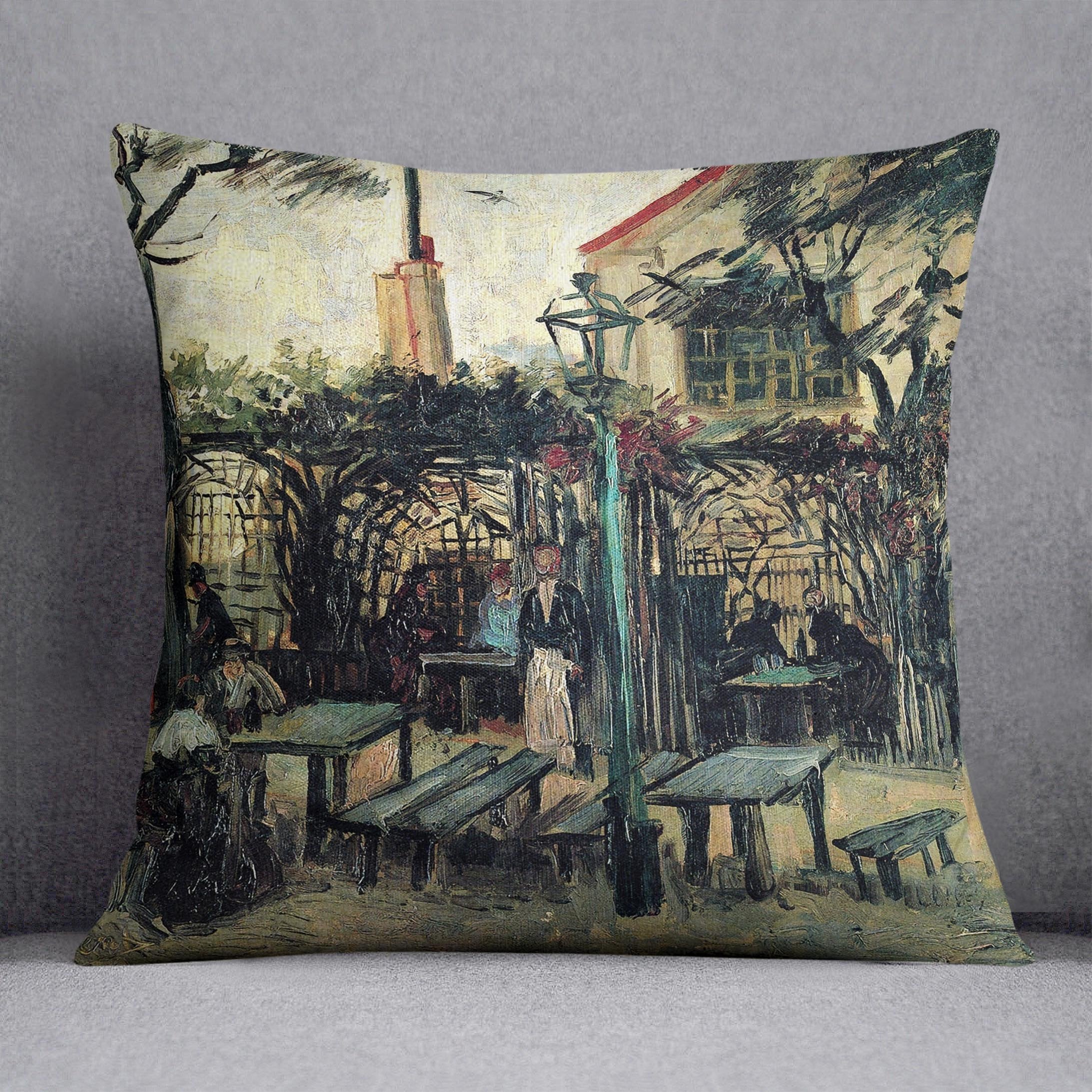 Terrace of a Cafe on Montmartre La Guinguette1 by Van Gogh Throw Pillow