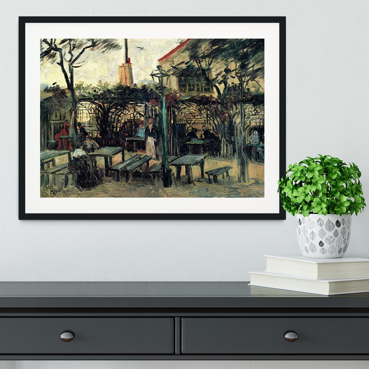 Terrace of a Cafe on Montmartre La Guinguette1 by Van Gogh Framed Print - Canvas Art Rocks - 1