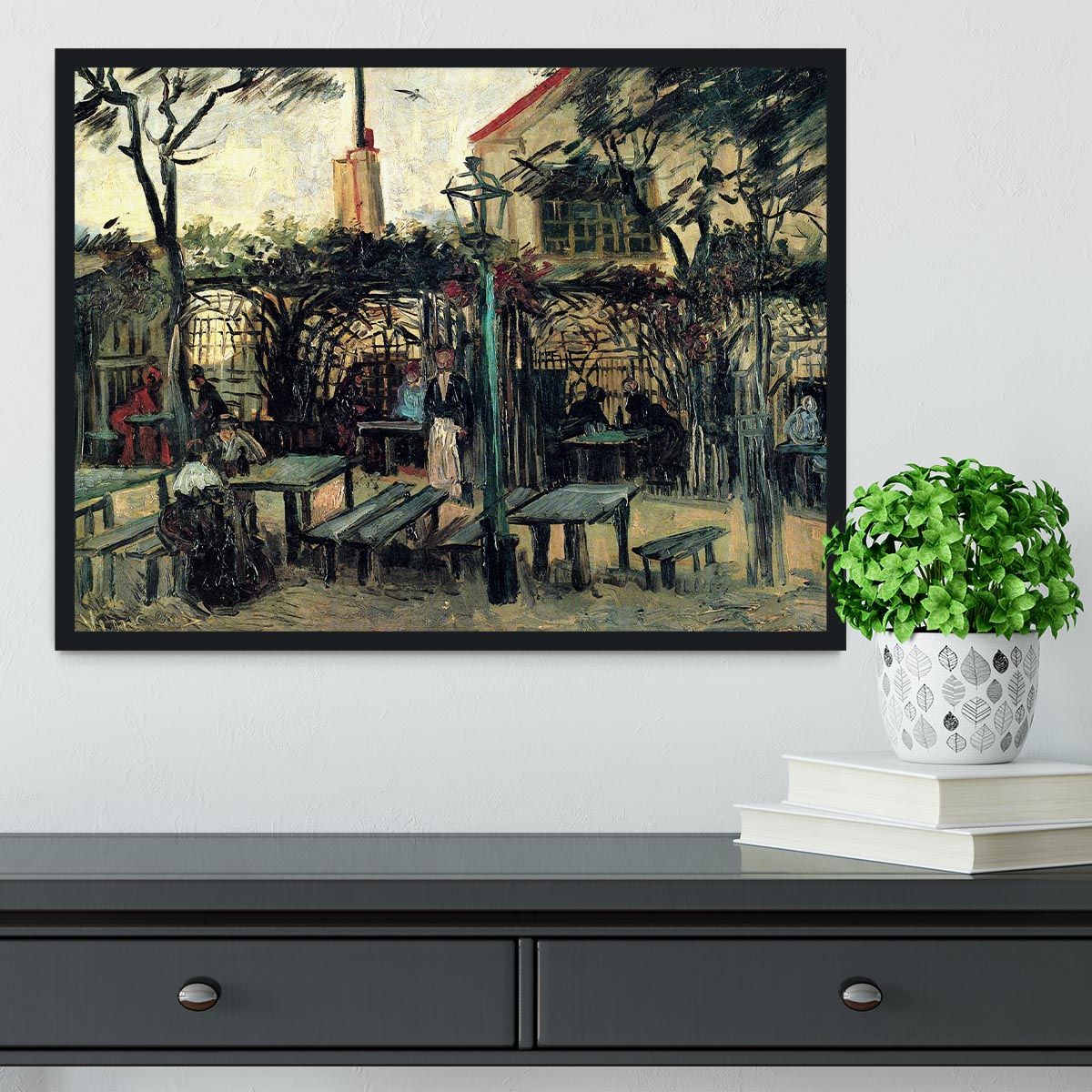 Terrace of a Cafe on Montmartre La Guinguette1 by Van Gogh Framed Print - Canvas Art Rocks - 2