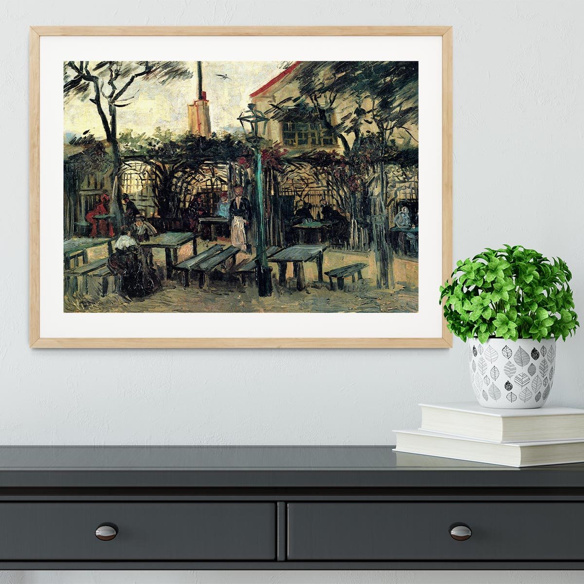 Terrace of a Cafe on Montmartre La Guinguette1 by Van Gogh Framed Print - Canvas Art Rocks - 3
