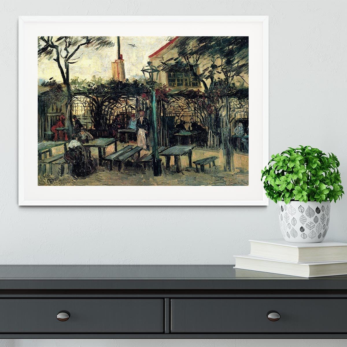 Terrace of a Cafe on Montmartre La Guinguette1 by Van Gogh Framed Print - Canvas Art Rocks - 5