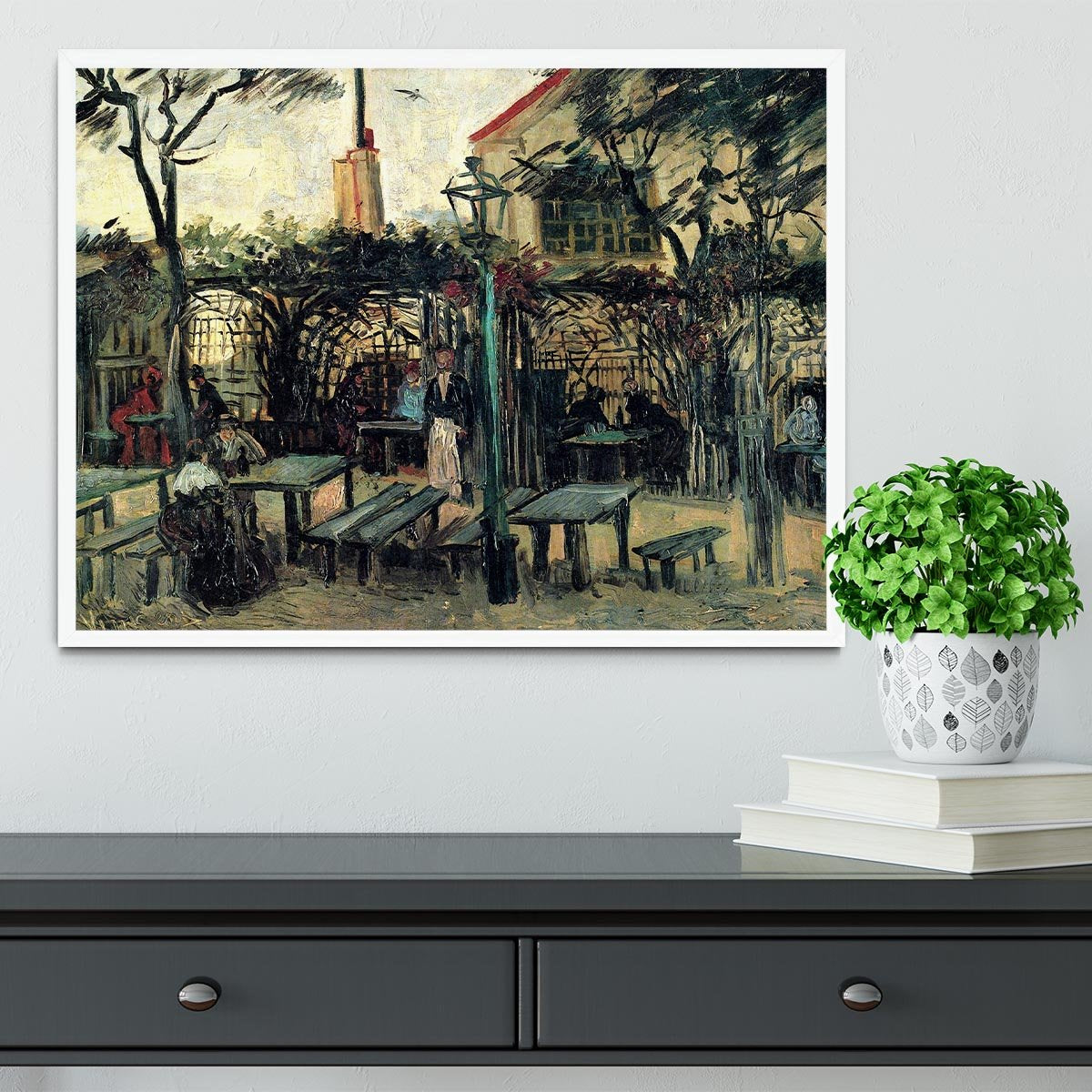 Terrace of a Cafe on Montmartre La Guinguette1 by Van Gogh Framed Print - Canvas Art Rocks -6