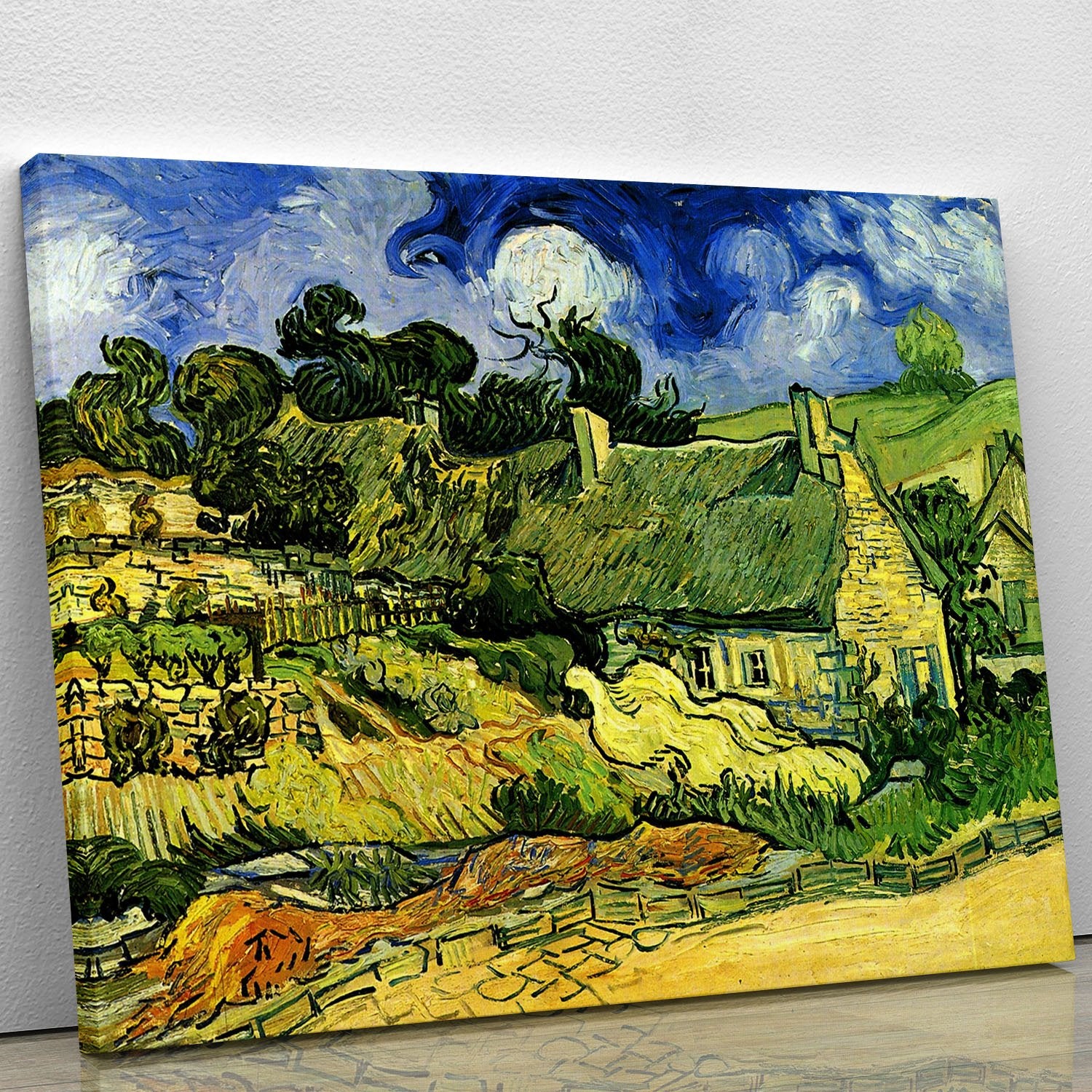 Thatched Cottages at Cordeville by Van Gogh Canvas Print or Poster