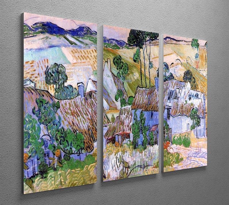 Thatched Cottages by a Hill by Van Gogh 3 Split Panel Canvas Print - Canvas Art Rocks - 4