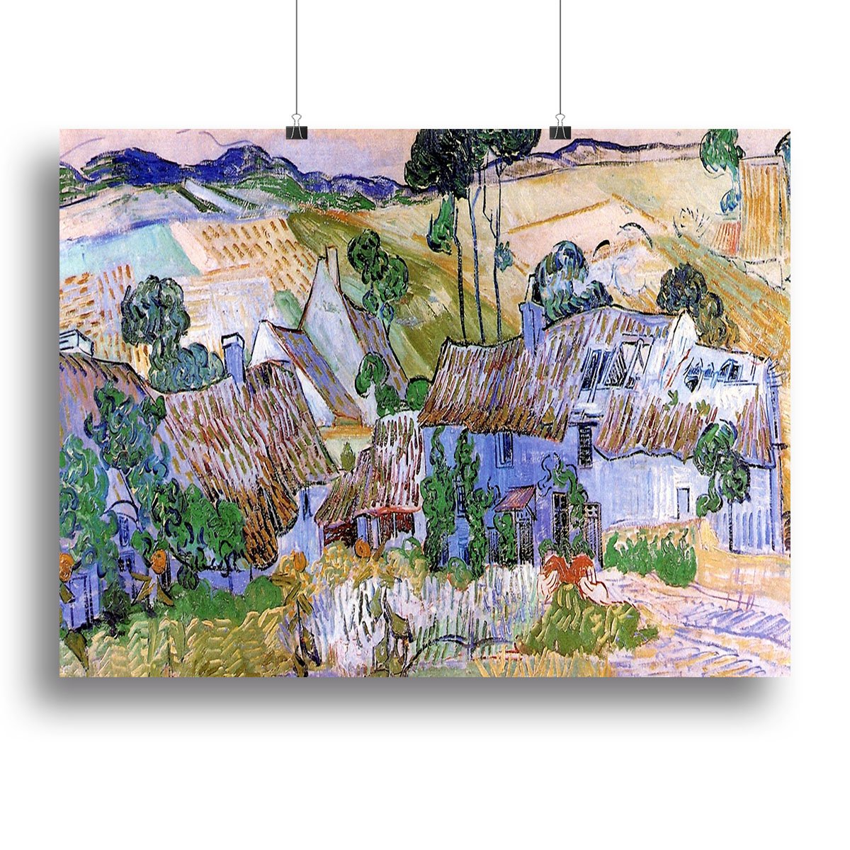 Thatched Cottages by a Hill by Van Gogh Canvas Print or Poster