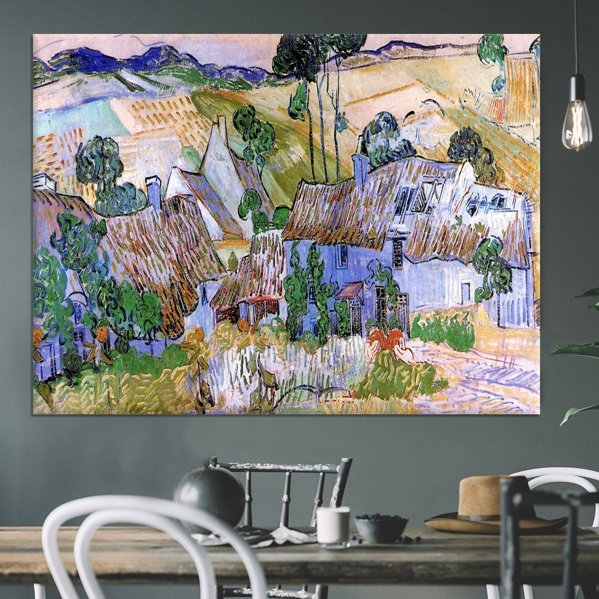 Thatched Cottages by a Hill by Van Gogh Canvas Print or Poster - Canvas Art Rocks - 3