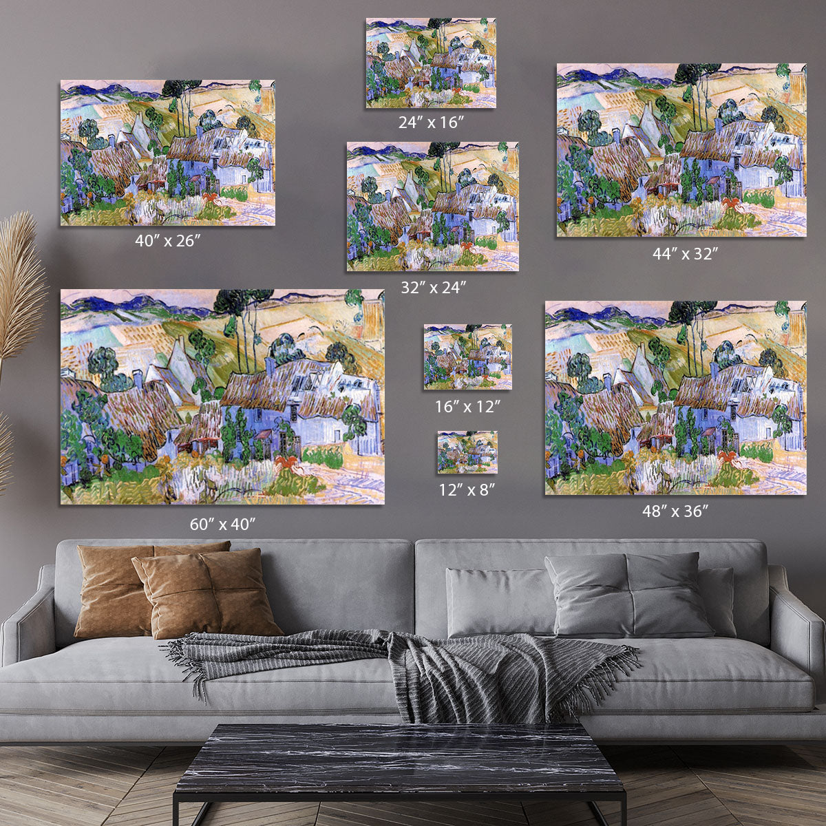 Thatched Cottages by a Hill by Van Gogh Canvas Print or Poster - Canvas Art Rocks - 7