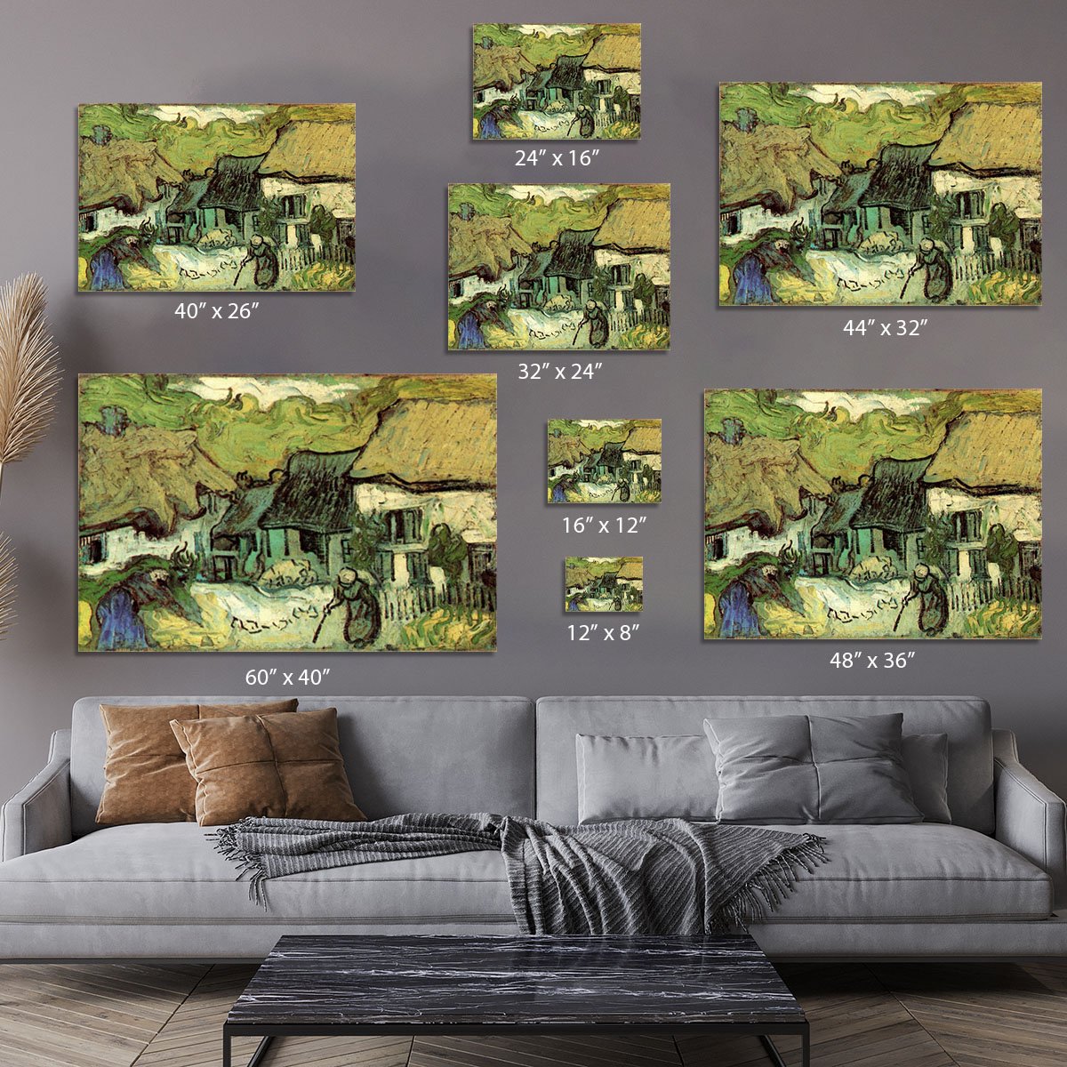 Thatched Cottages in Jorgus by Van Gogh Canvas Print or Poster
