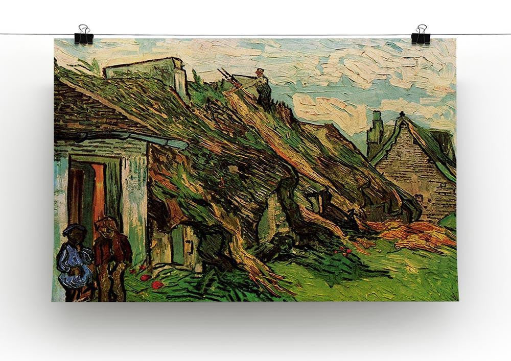 Thatched Sandstone Cottages in Chaponval by Van Gogh Canvas Print & Poster - Canvas Art Rocks - 2