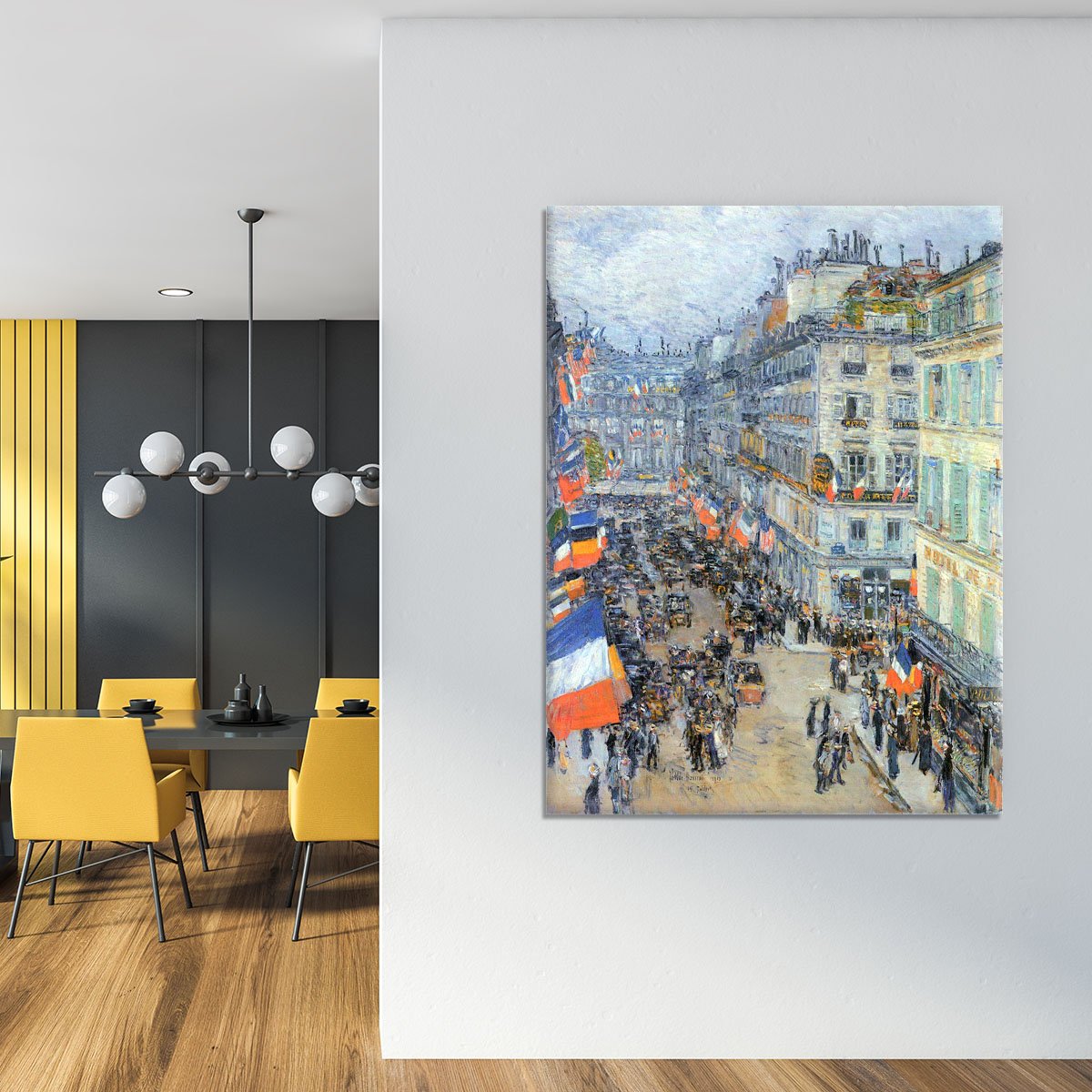 The 14th July Rue Daunou by Hassam Canvas Print or Poster