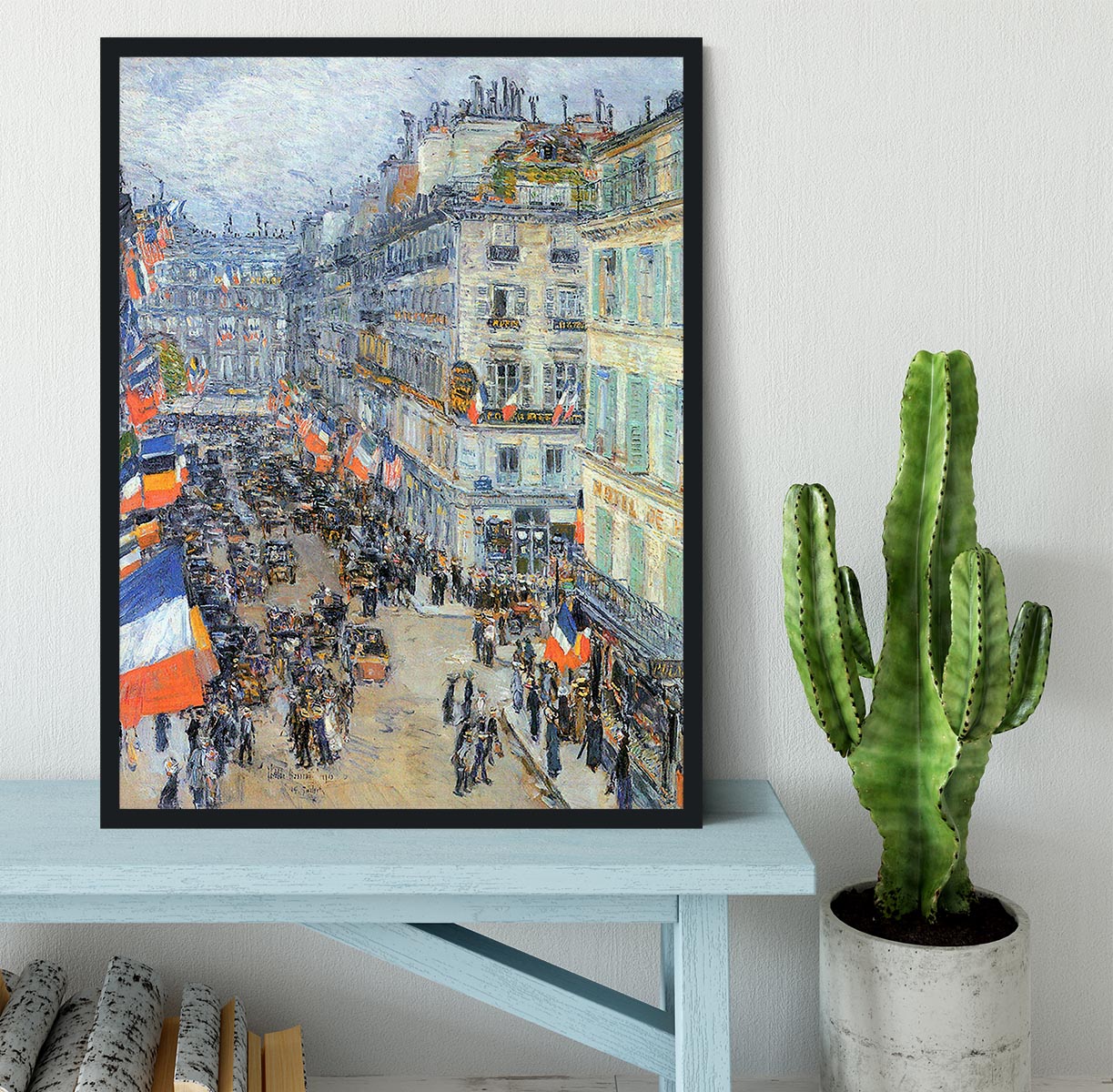 The 14th July Rue Daunou by Hassam Framed Print - Canvas Art Rocks - 2