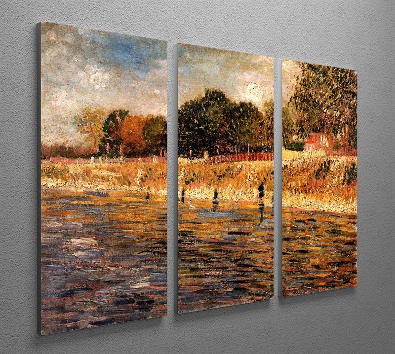 The Banks of the Seine by Van Gogh 3 Split Panel Canvas Print - Canvas Art Rocks - 4