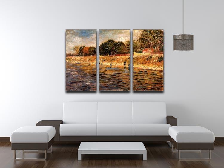 The Banks of the Seine by Van Gogh 3 Split Panel Canvas Print - Canvas Art Rocks - 4
