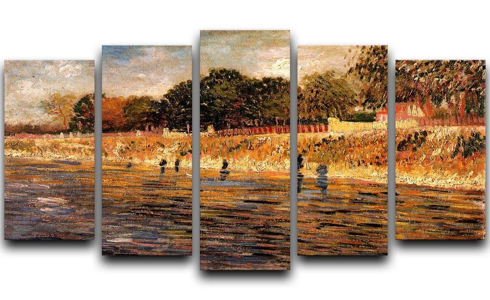 The Banks of the Seine by Van Gogh 5 Split Panel Canvas  - Canvas Art Rocks - 1