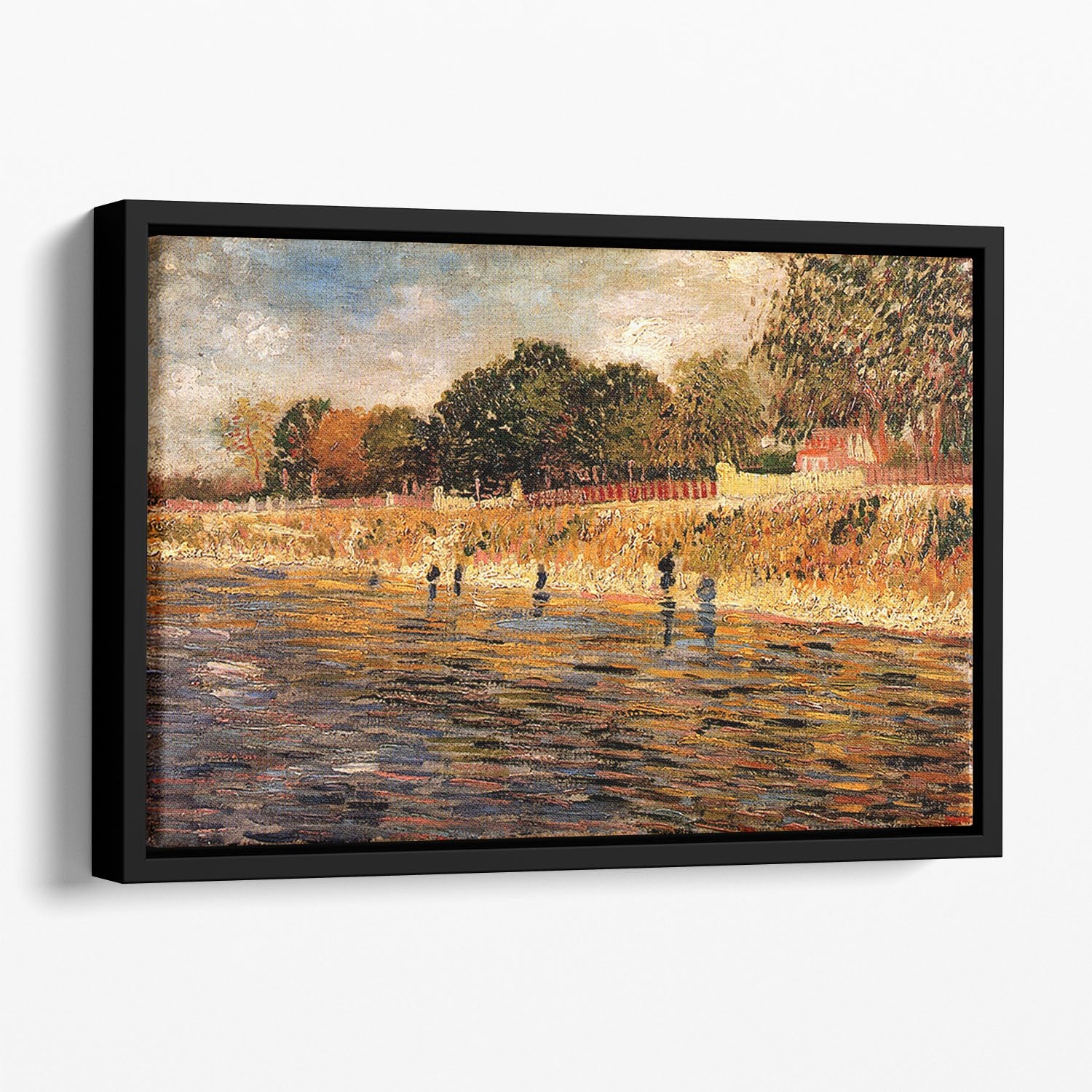 The Banks of the Seine by Van Gogh Floating Framed Canvas