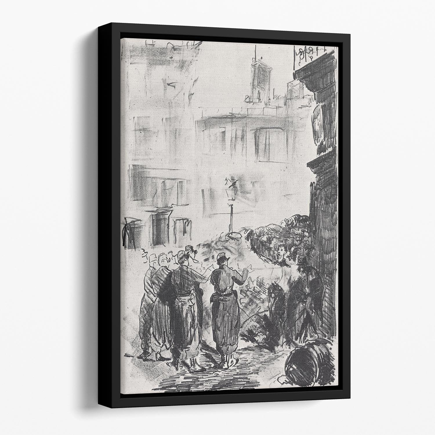 The Barricade by Manet Floating Framed Canvas