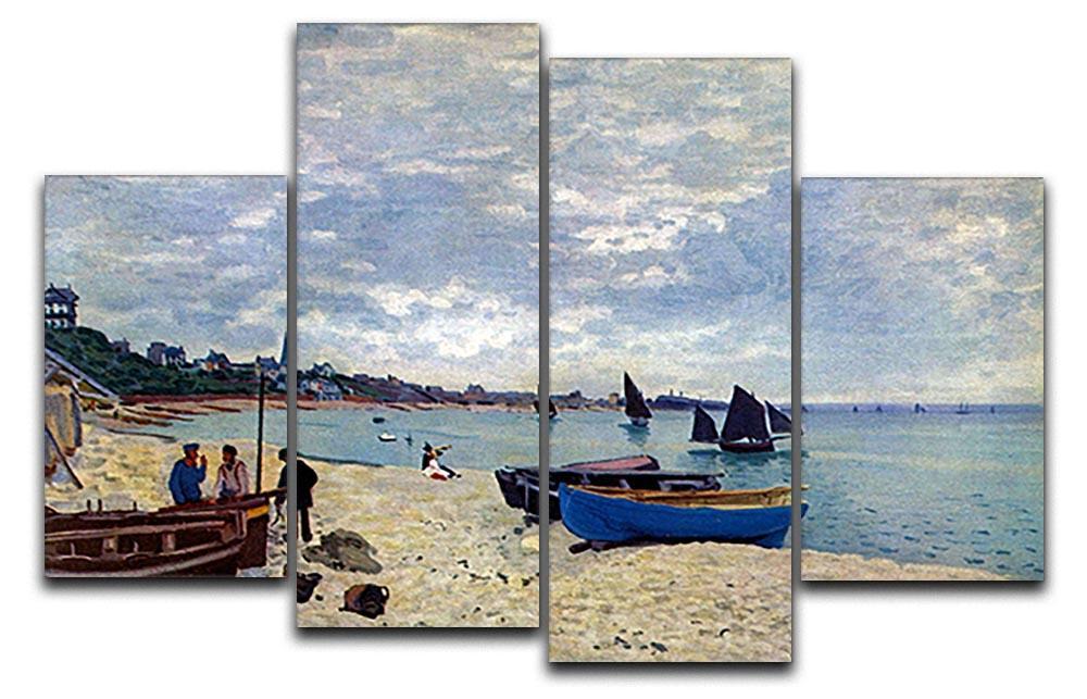 The Beach at Sainte Adresse 2 by Monet 4 Split Panel Canvas  - Canvas Art Rocks - 1
