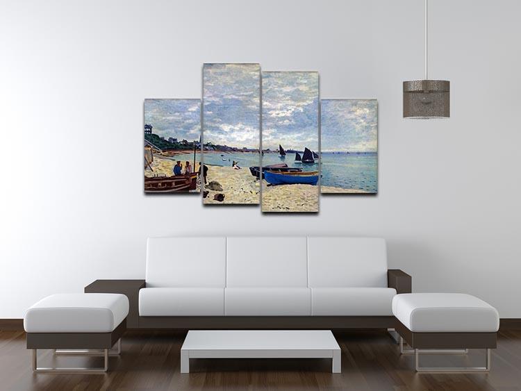 The Beach at Sainte Adresse 2 by Monet 4 Split Panel Canvas - Canvas Art Rocks - 3