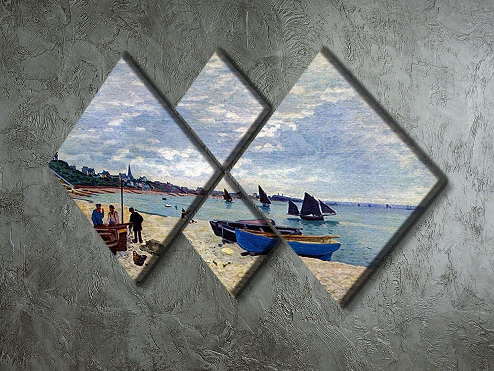 The Beach at Sainte Adresse 2 by Monet 4 Square Multi Panel Canvas - Canvas Art Rocks - 2