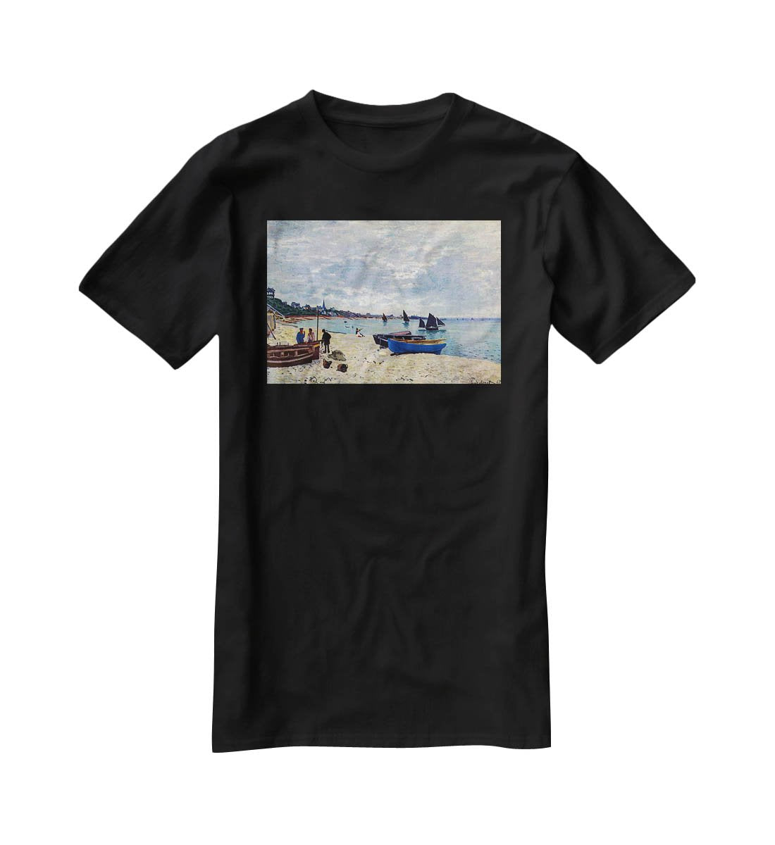 The Beach at Sainte Adresse 2 by Monet T-Shirt - Canvas Art Rocks - 1