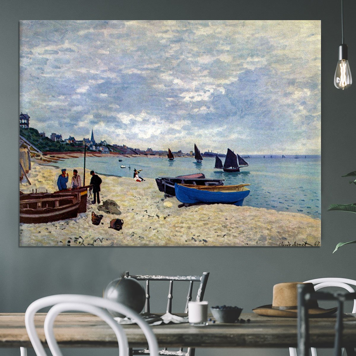 The Beach at Sainte Adresse 2 by Monet Canvas Print or Poster