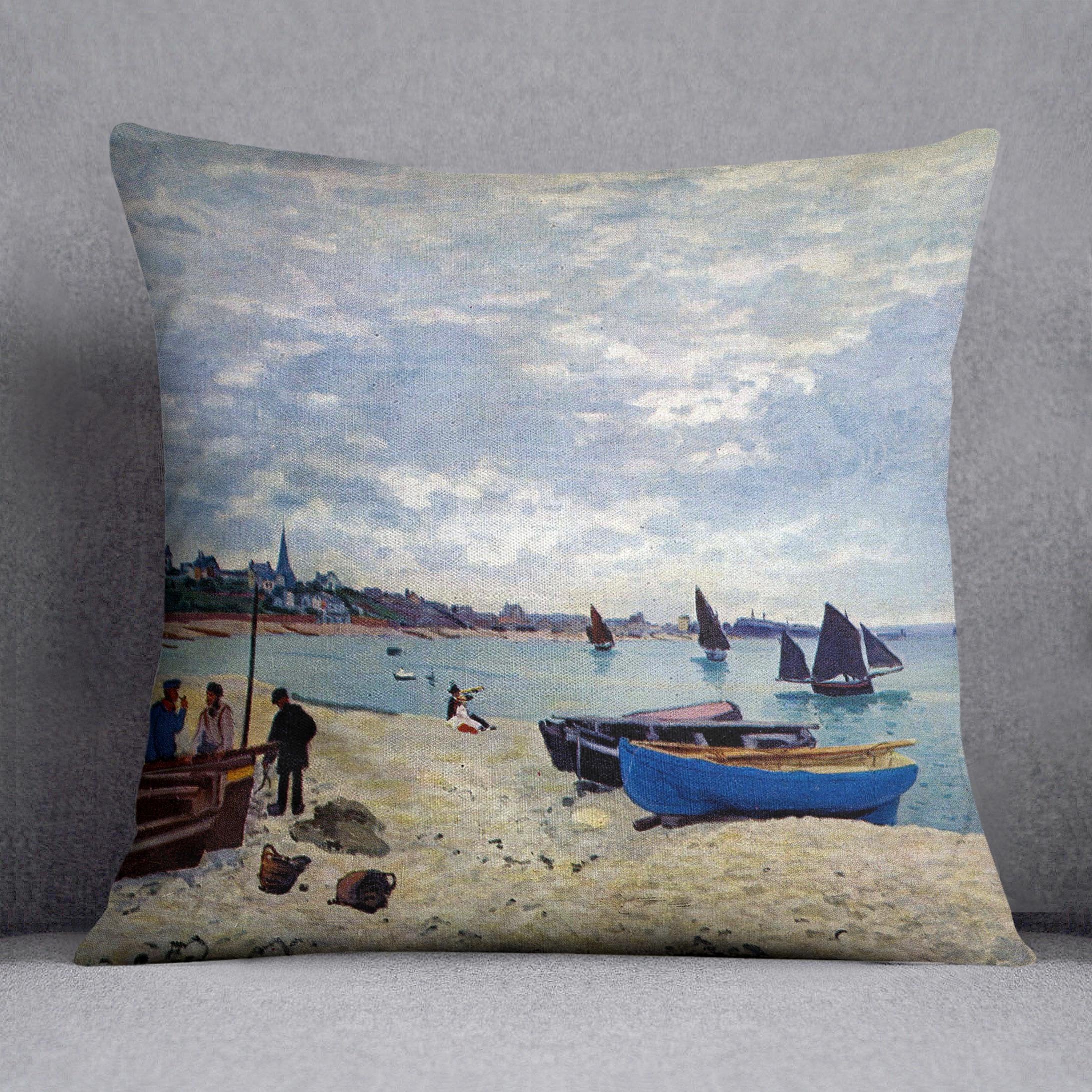The Beach at Sainte Adresse 2 by Monet Throw Pillow